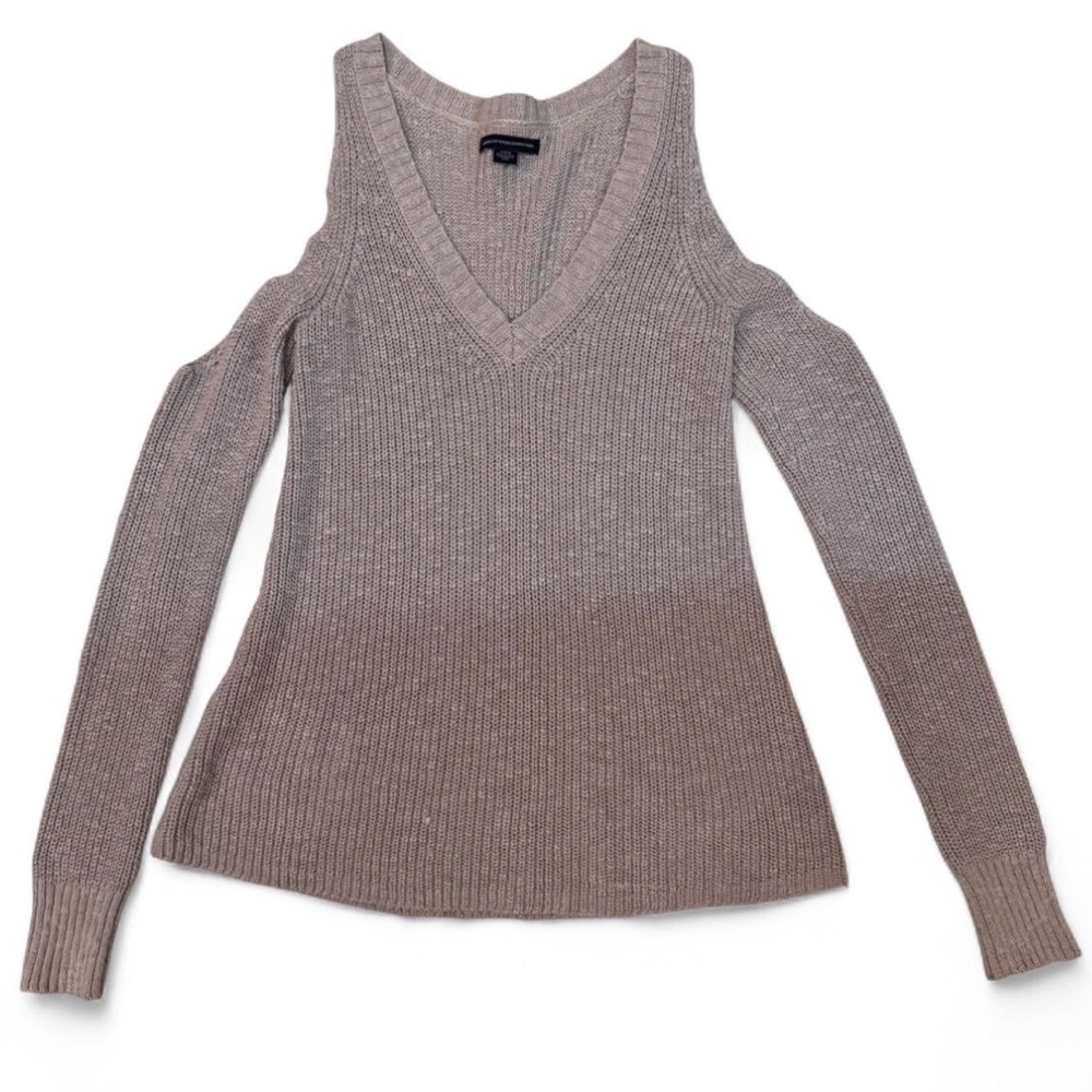 American Eagle grey long sleeve cold shoulder sweater top